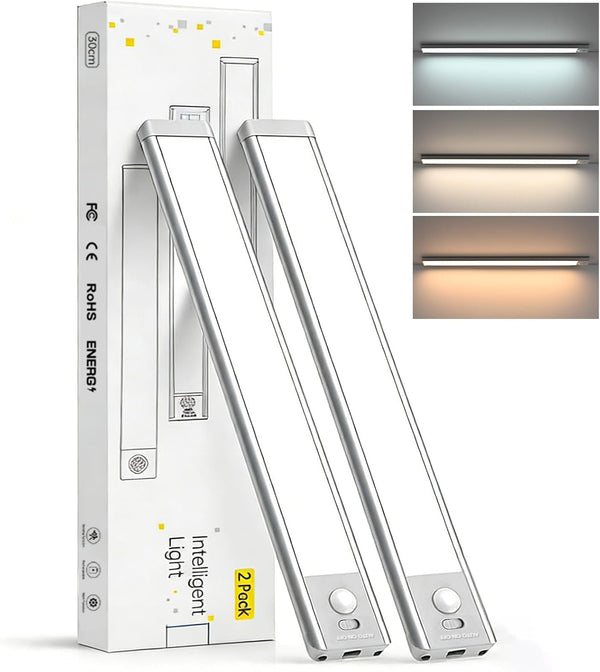 JKHTBDM 2Pack Under Cabinet Lighting, 2200mAH Recharge Motion Sensor Light Indoor,Stepless Dimmable Kitchen