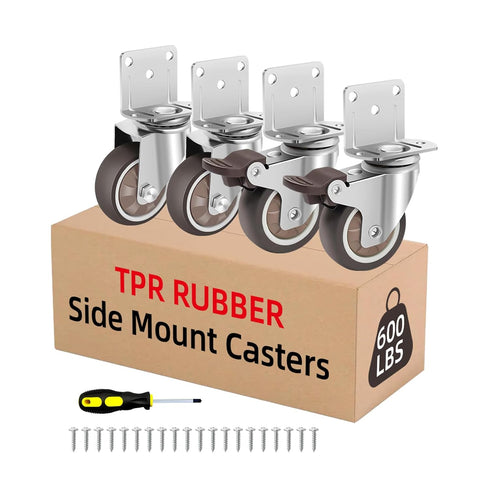 2 Inch Side Mount Casters Set of 4, Thickened L-Shaped Caster Wheels