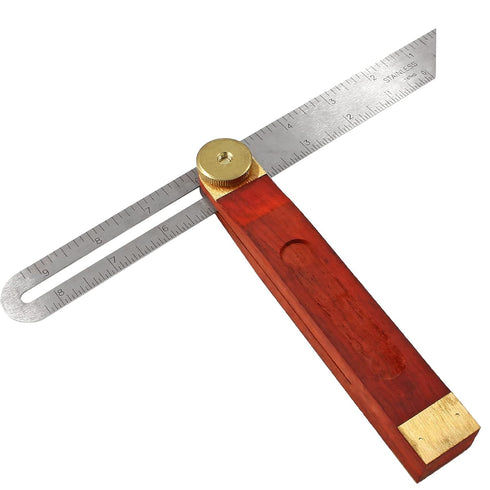 9 Inch Multi Angle Sliding T-Bevel Protractor, 360 Degree Adjustable Ruler Gauge with Hardwood Handle
