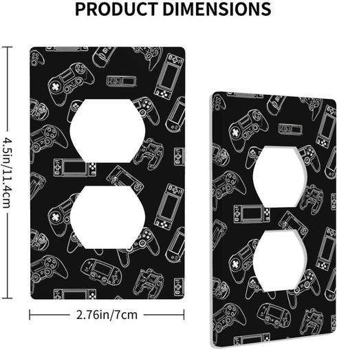 Moslion 1-Gang Video Game Controller Wall Plate Outlet Cover Play Game Device Black Duplex Switch Covers Standard Size