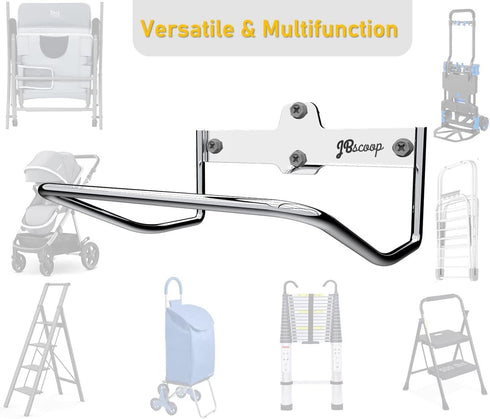 2 SS304 (2) JBscoop Ladder Hooks Wall Mount for Ladder Storage Strollers and Folding Chair, Heavy Duty Lader Holder