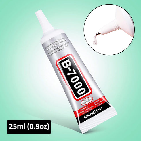 HQMaster 2mm x 50 m Double Sided Adhesive Sticker Tape, Tweezers, B7000 Glue for Cell Phone Repair