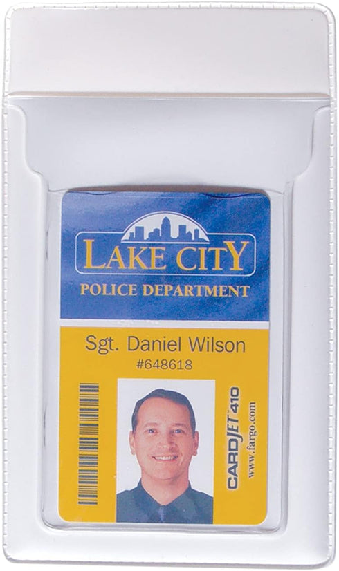 Heavy Duty Pocket Protector with Vertical ID Badge Holder by Specialist ID - Clear Plastic Organizer for Pens, Tools