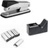 Stapler and Tape Dispenser Set, Heavy Duty Desk Dispenser, Stapler with 1000 Staples, Office School Desktop, Black
