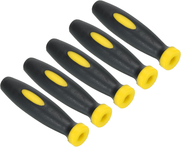 PATIKIL 2.4 Inch Rubber File Handle, 5 Pack Replacement Accessories for 0.2" Diameter File, Black Yellow