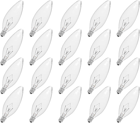 CYLYT 20-Pack E12 Candelabra Light Bulbs 40W Warm White 2500K, 380 Lumen