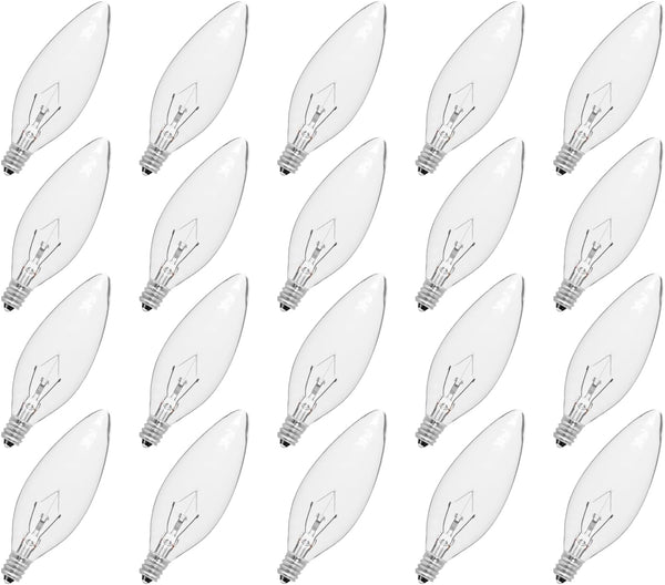 CYLYT 20-Pack E12 Candelabra Light Bulbs 40W Warm White 2500K, 380 Lumen