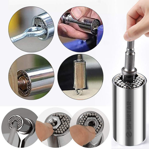 Spurtar Universal Socket Set (11-32mm 7-19mm) Multi-Function Tool, 4Pcs Set for Unscrewing Bolts