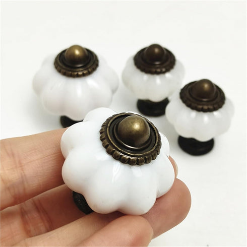 Yingluno 10pcs Screw(22mm Pull Knob Retro Style Cabinet Bedside Cupboard Door Pull Handle Pumpkin Knobs for Dressers