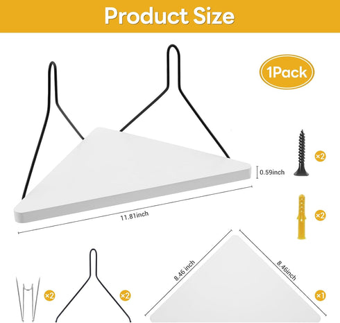 APUDWN 11.8 Inch Planter(White1 Fabric Wall Cubicle Corner Shelf with Hooks Wooden Triangular Cubicle Corner Shelf