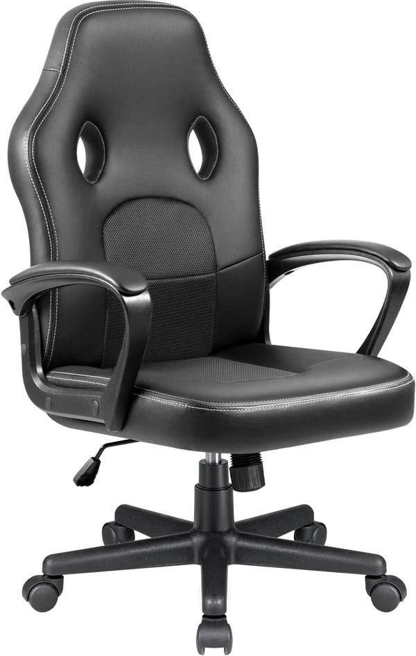 JUMMICO High Back Leather Gaming Chair, 300LBS, Swivel Task Chair with Arms