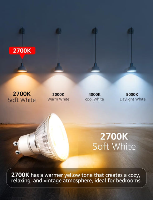 Non-Dimmable GU10 Bulbs, 2700K GU10 Bulb 4W Bulbs 100Flood 3 Pack Lepro LED Light Soft Warm Light Replacement
