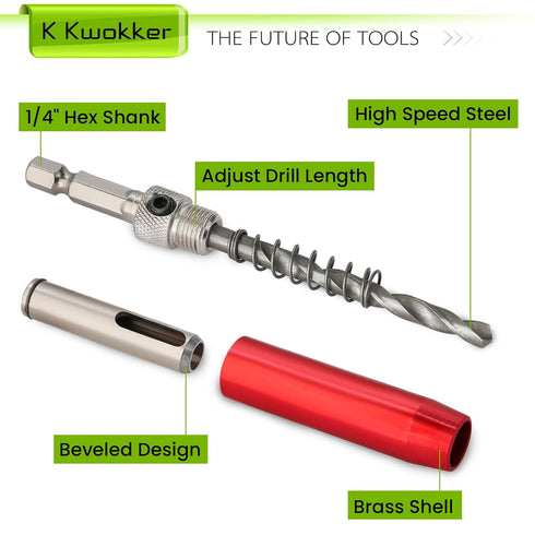 Self Centering Drill Bit Set 1/4" Hex Shank Vix Bit for Metal Wood Cabinet Door