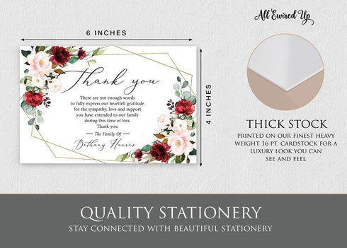 All Ewired Up Personalized Funeral Thank You Cards, Sympathy Acknowledgement Cards, Remembrance Ceremony, Celebration