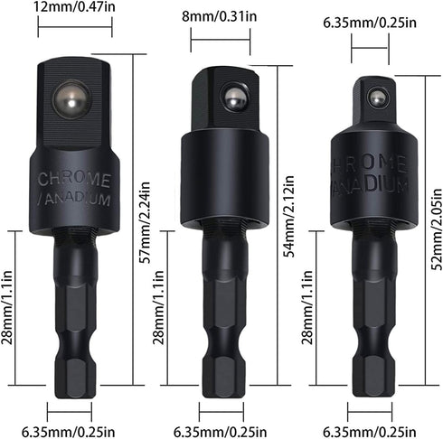 Right Angle Drill Adaptor, 4-in-1 Impact Drill Bit Extension, 360 Rotatable Socket Adapter Set