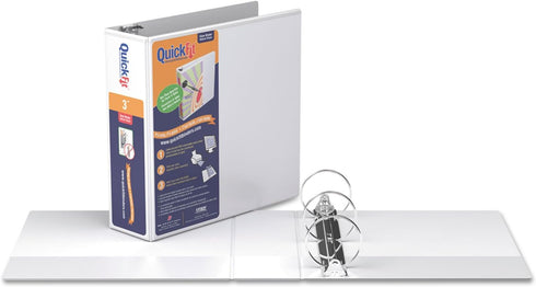 QuickFit View Binder, 3 Inch, Round Ring, White (88050) by QuickFit