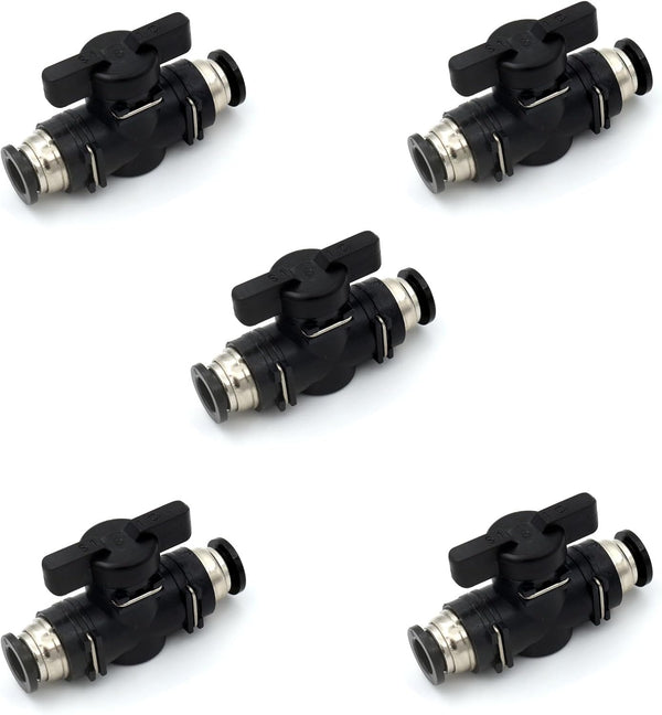 1/4 Push to Connect Ball Valve Union Air Flow Control Valve, Quick Connect Tube Fittings 3 Pack
