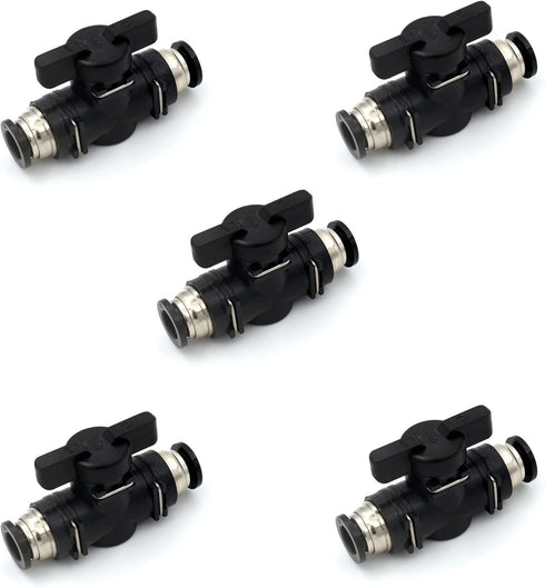 5/16 Push to Connect Ball Valve Union: Air Flow Control Valve Quick Connect Tube Fittings, 5pack
