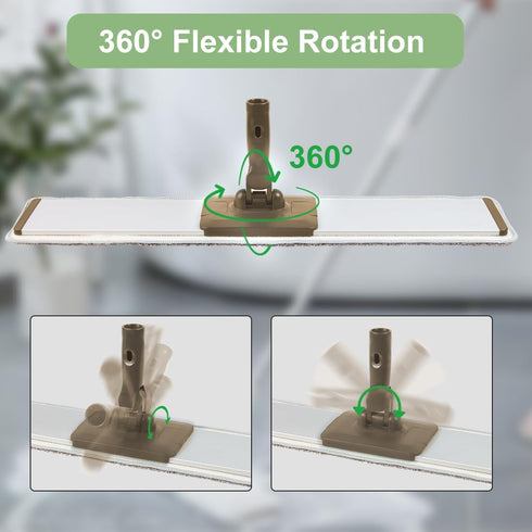 Commercial 24" Inch 4 (PT14 CQT Flat Microfiber Floor Mop Cleaning System Wet Dry and Dust Hardwood with Washable Pads
