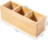 Wood Pencil Holder - Rustic 3 Compartment Desk Organizer for Home, School, and Barbershop