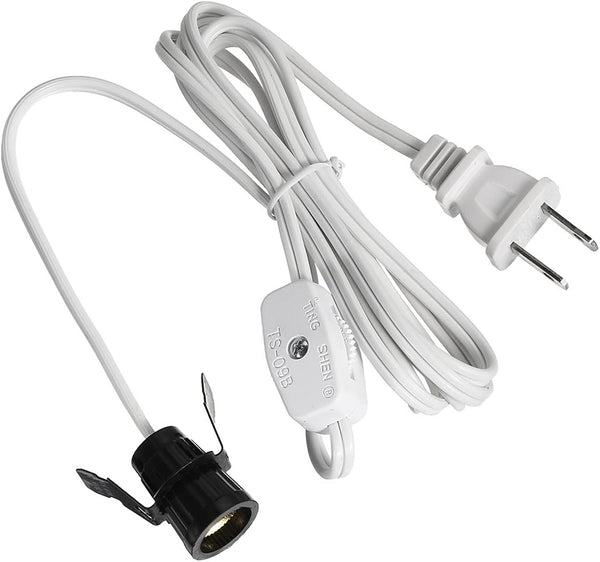 uxcell UL Listed US Plug Electrical Lamp Cord, SPT-1 6 Feet White with Snap in Socket and Switch