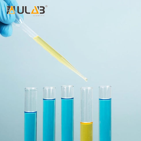 ULAB Sterile Transfer Pipette, Essential Oils Pipettes, 5ml, 2ml Graduated, 0.5ml Graduation Interval, Pack of 100,
