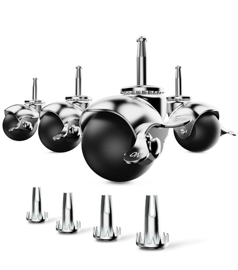 2 inch Ball Caster Wheels Locking Stem Casters, Set of 4 Chrome Vintage Antique Swivel Casters for Furniture