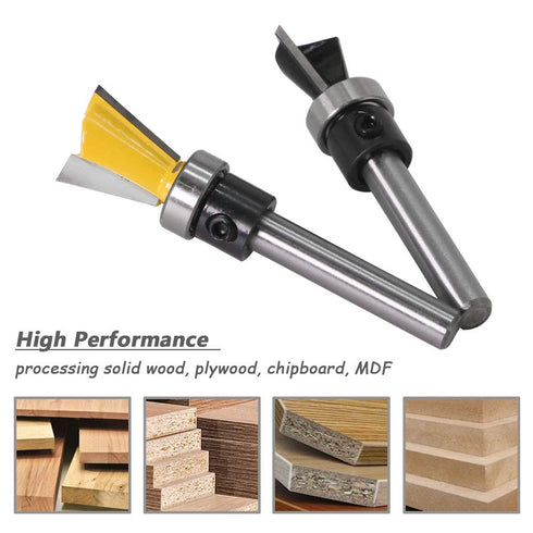 Mesee 2Pcs Dovetail Joint Bearing Router Bits, 1/4 Inch Shank for Woodworking Milling Cutter Tools