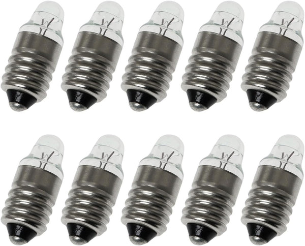 10PCS 2.5V0.3A Mini Screw Base Light Bulbs, E10 Flashlight Bulbs for Home Experiment Circuit Electrical Test