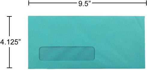 JAM PAPER #10 Business Colored Window Envelopes - 4 1/8 x 9 1/2 - Sea Blue Recycled - 50 Pack