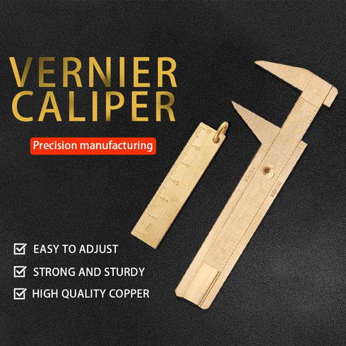 Mini Brass 80mm Double Scale Caliper, Portable Sliding Measurement Tool for Measuring Gemstones and Jewelry Components,
