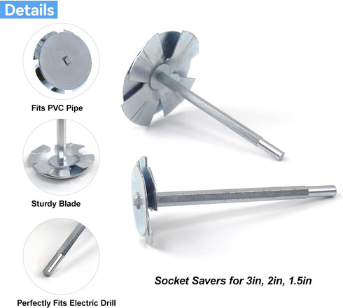 3PCS PVC Pipe Reamer Set for Professional Plumber, PVC Fitting Saver in 1.5in, 2in, and 3in Sizes