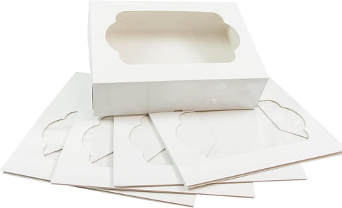 5-Count (14 10 5 Inches, Global Sugar Art Extra Deep Quarter Sheet Cake Box with Window, Sturdy, AutoPopup x x White)