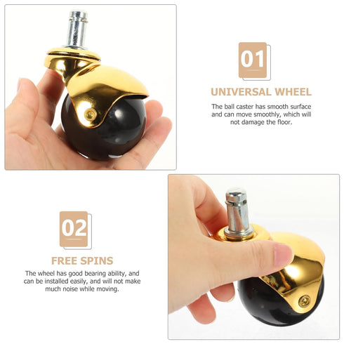 Ball Casters Wheels - Set of 4 Vintage Antique 2" Casters for Furniture, Ottoman, and Coffee Table