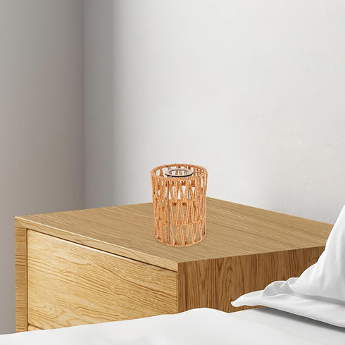 E27 4cm ABOOFAN Cylinder Lamp Shade Paper Rope Material, Fitter Khaki Faux Rattan Lampshade for Pendant Light, Wall