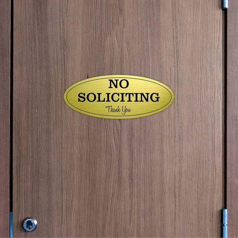 Oval No Soliciting Sign, Dark Brown, Small