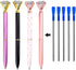 DUNBONG Black and Blue Ink Pen Refills, Replacement Metal Ballpoint Refill 3.2 in for Big Diamond or Crystal Pen, Pack