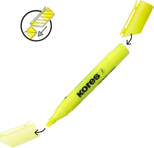 Kores Fluorescent Highlighter Pen, High Liner Plus, Water-Based Ink, Pack of 4 in Assorted Colours, Office Supplies