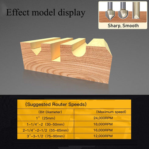 1/4-inch 1/2-inch 2-Flute 4pcs Shank, Cutting Dia, Straight Router Bit, Carbide Tipped Plunge Router Bit
