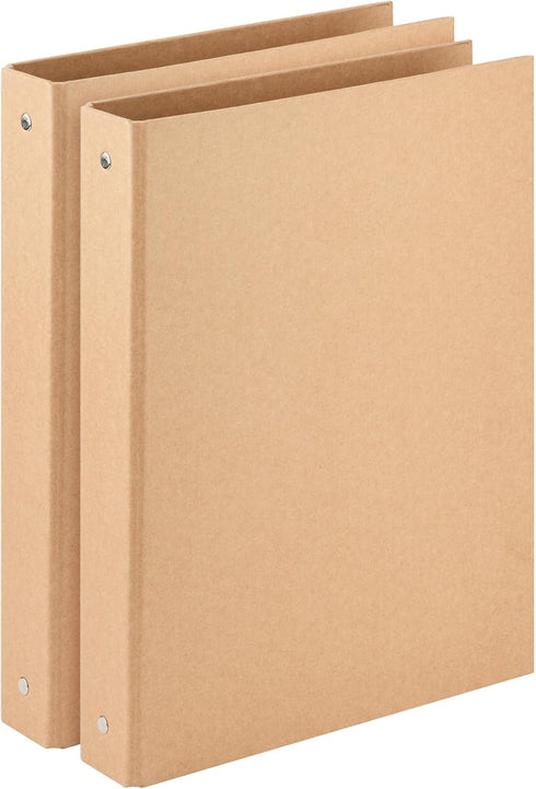 Widen Spine 3 Ring Binder A4 Kraft Organizer 2 Pack, Durable 1.2 Inch Round Ring Binders Fits A4/Letter Size