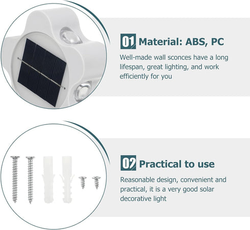 Zerodeko Solar Wall Lamp LED Plum Blossom Night Light White Shell Solar Outdoor Wall Sconce for Garden Patio Home