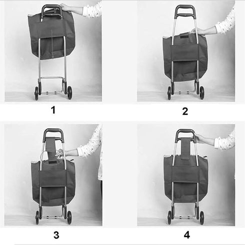 SH-gwtc 48L Shopping Cart Replacement Trolley, Waterproof Spare Storage Bag with Side and Front Pockets