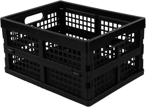 Morcte 3-Pack 15 L Plastic Collapsible Storage Crates, Folding Storage Crate, Black