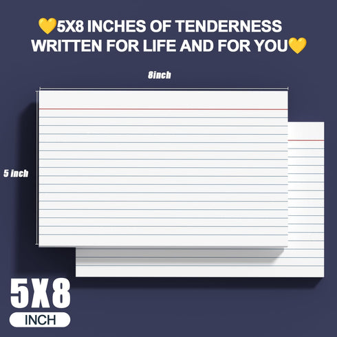 5x8 Inch 120 Count, 5x8 5 8 5 8 Index Cards - Ruled Index Flash Cards for Studying, White Lined Index Note Cards
