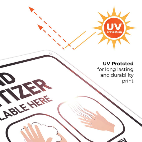 10x7 Inches, 55 Hand Sanitizer Available Here with Apply Rub and Dry Hands Graphic Sign, mil Thick HDPS (high Density