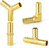 GASHER 8-Piece 3/8 Inch Brass Hose Barb Set - 90 Degree Elbow, Y-Shape Connector, Multi-Purpose Fuel/AIR/Water