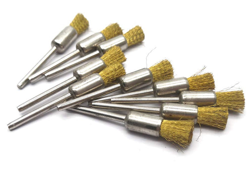 10Pcs Brass Wire Brushes Set, Pen Shape Polishing Wire Brushes with 1/8" Shank, Rotary Tools Accessories for Grinding