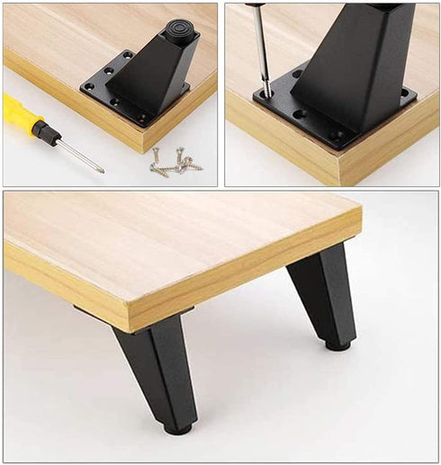 Jolan 8cm 9.2cm 10cm, 4 Screws,Black-10cm(3.94in) Adjustable Furniture Legs DIY Metal Table Legs, for Cabinets, Sofas