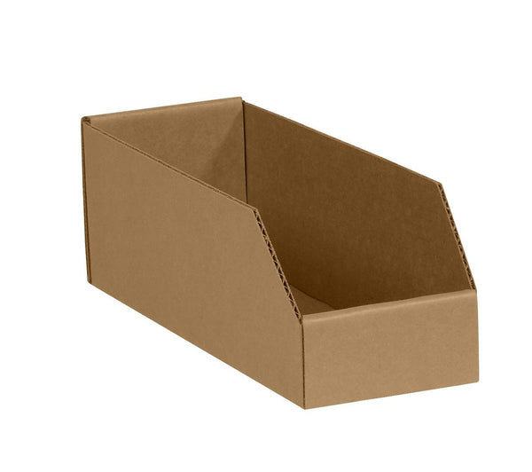 Aviditi Corrugated Cardboard Storage Bins, 4"x 9"x 4 1/2", Kraft, Pack of 50 for Warehouse, Garage and Home Organization