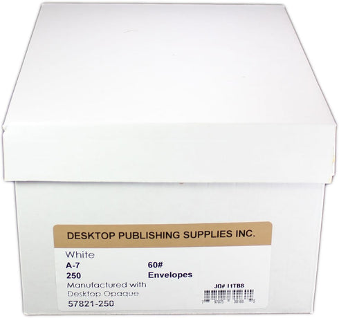 White A7 Envelopes - 250 Count (5 1/4" x 7 1/4") for Invitations or Greeting Cards